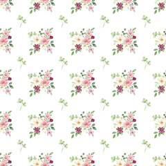 Seamless floral pattern minimalist repeating floral background with watercolor flowers. Fabric wallpaper print texture. Perfectly for backdrop, wrapped paper.