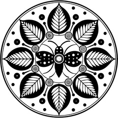 Fototapeta premium Minimalist Moth Mandala – Symmetrical Vector Art