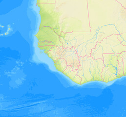 Map of Guinea and surrounding countries without any labels