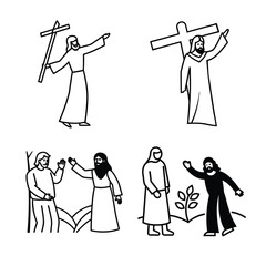 Jesus line art various activities  