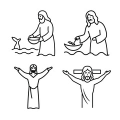 Jesus line art various activities  