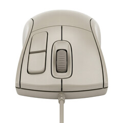 Old wired computer mouse on transparent background