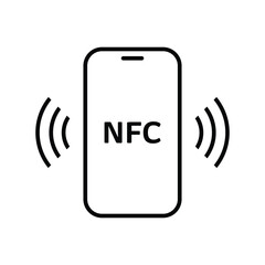 NFC payment icon. Payment by phone. Phone contactless wireless pay sign. NFC technology symbol. Card nfc payment sign