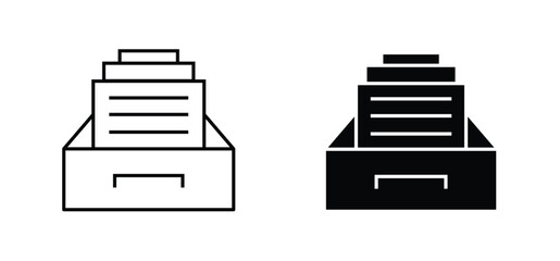 Archive icons. Archival box with documents