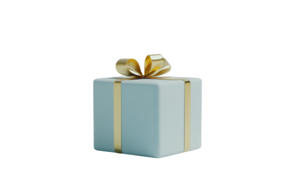 Blue box with gold ribbon on top