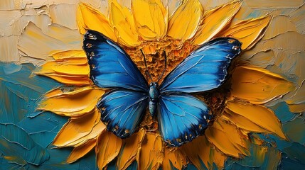 Vibrant butterfly on sunflower (2)