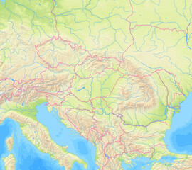 Map of Hungary and surrounding countries without any labels