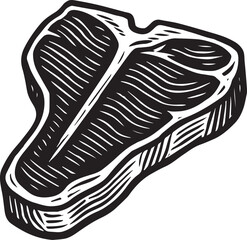 t-bone steak hand drawn vector illustration