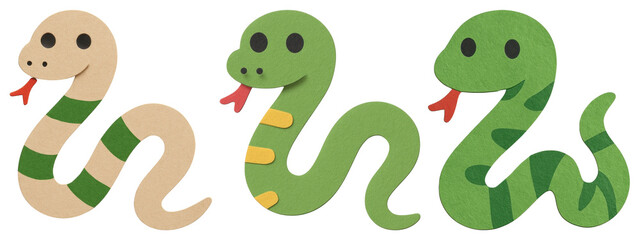 Obraz premium PNG Colorful cartoon snake illustrations, element set on transparent background