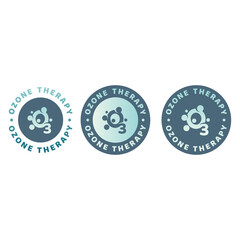 Ozone therapy circle label set. Colorful ozone treatment vector sticker or labels.