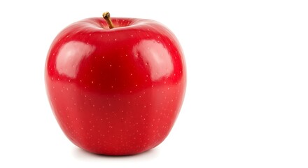 Single red apple isolated on white background