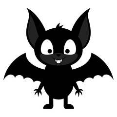 Obraz premium Cartoon Bat Silhouette with Big Ears and Cute Expression 