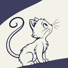 Fototapeta premium Cute Kitten Silhouette with Curled Tail 