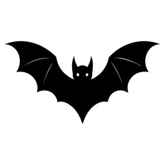 Simple Flying Bat Silhouette on White Background
