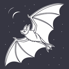 Vampire Bat Silhouette with Sharp Wing Edges
