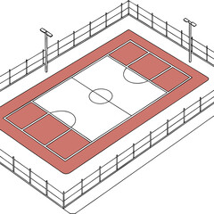 Volleyball Court Top View with Clean Lines
