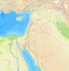 Fototapeta premium Map of Jordan and surrounding countries without any labels