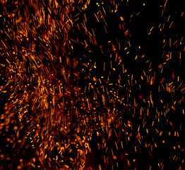 fire flame with sparks on black background