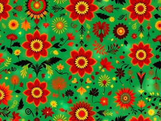 Bold Floral Aztec Pattern Wallpaper