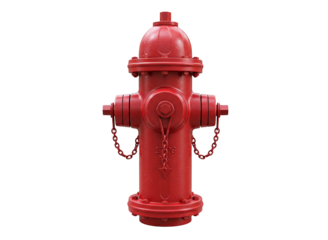 Classic red fire hydrant isolated on transparent background