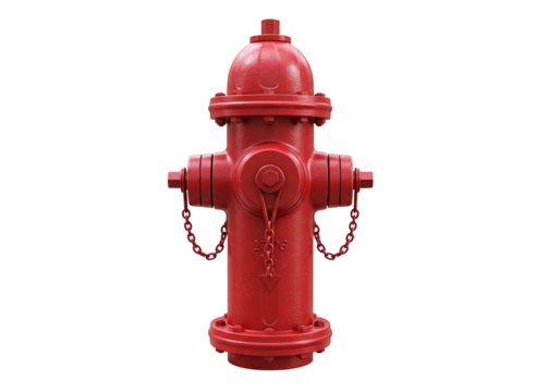 Classic red fire hydrant isolated on transparent background