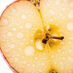 Extreme macro shot of apple juice bubbles and pulp texture