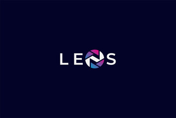 Lens Logo, Letter N with lens combination in text Lens typography logo, vector illustration