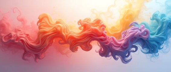 The banner virtual renders rainbow colored particle smoke, from an eye-pleasing masterpiece. LGBTQ concept, pride month