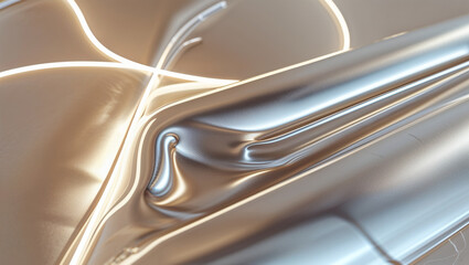 Abstract flowing metal and illuminated lines illustrating modern futuristic designs and textures
