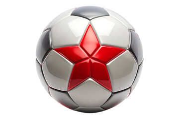 Premium Soccer Ball Featuring Red Star Pattern &ndash; High-Quality PNG.