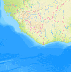 Map of Liberia and surrounding countries without any labels