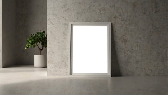 Blank photo frame mock up on wall. Created using generative AI tools