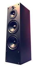 Tall black floor standing speaker for home audio music enjoyment