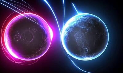 Two glowing planets in space - Powered by Adobe