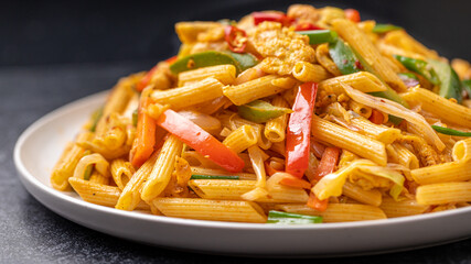 Asian style pasta noodles dish