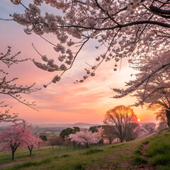 sunset in the forest