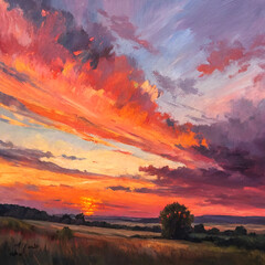 sunset over the field
