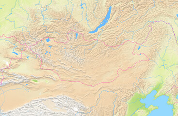 Map of Mongolia and surrounding countries without any labels