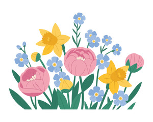 Beautiful set of spring flowers.