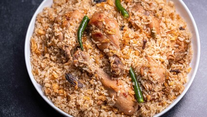 Chicken biriyani, Bengali style chicken biriyani, Indian chicken biriyani