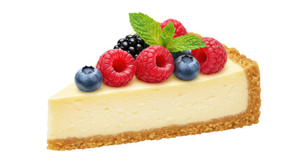 Isolated Cheesecake Slice with Berries