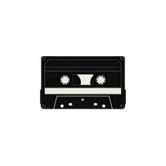 Obraz premium A black cassette tape close up isolated on transparent background