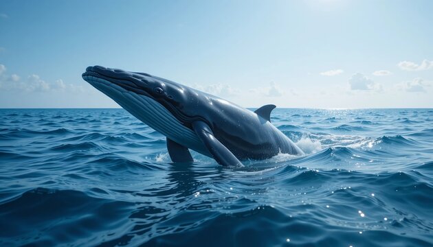 Majestic Bryde s Whale Breaching Ocean Surface Wildlife Scene