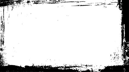 Grunge textured frame vector illustration border. Black grunge splashes isolated on white background.