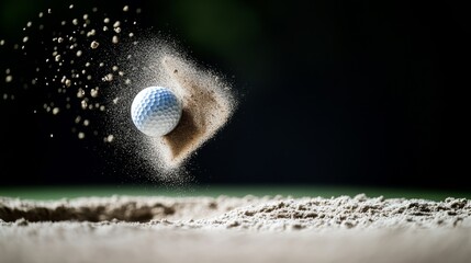 Golf Ball Explosion Sand Trap Shot in Motion, Golfing , Sports