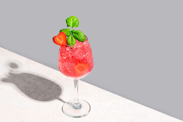 Fresh strawberry and basil summer cocktail