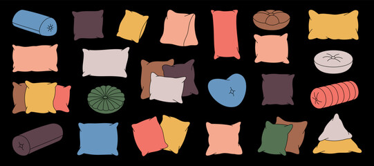 Orthopedic pillows. Fluffy pillows for sleeping. Vector illustration.