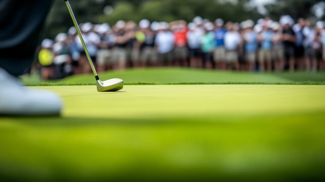 Golf Green Focus Putter, Green and Crowd, golf swing , putting