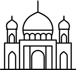 Sultan Qaboos Mosque in Oman Colorful Design vector line art illustration