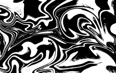 Abstract grunge background. Ink marbling texture. Black and white. Hand drawn marble illustration. Traditional Turkish ebru technique. 